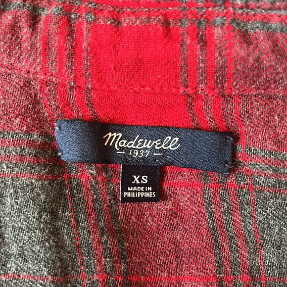 Madewell Ex-Boyfriend Shirt in Lansing Red Grey Plaid Size XS - Picture 5 of 5